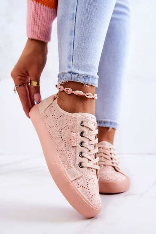 Veľká hviezda JJ274059 Openwork Sneakers Svetlo ružová