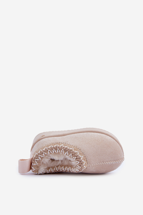 Sněhové boty dětské na platformě zateplené kožešinou světle béžové Vilabria