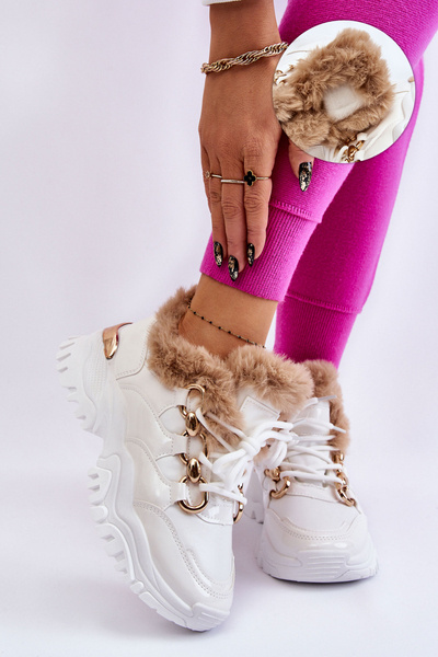 Dámské zateplené sportovní boty Šněrovací bílé Kerberos