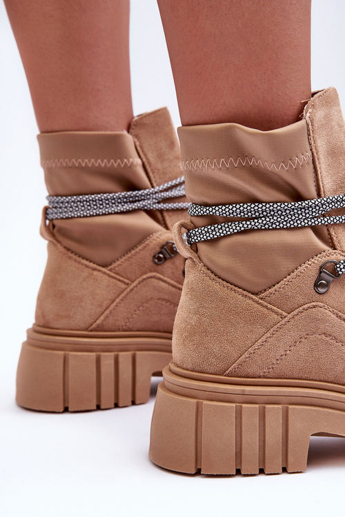 Dámske semišové čipky -up topánky Dark Beige Acorn