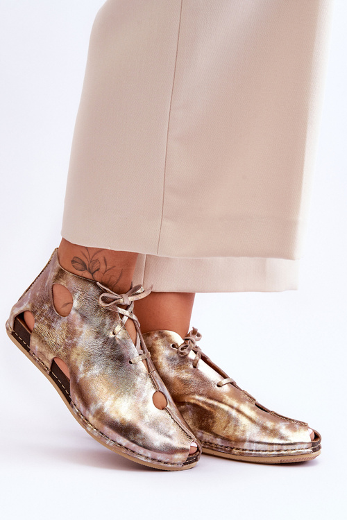 Světlé kožené boty Maciejka 03426-42 zlate