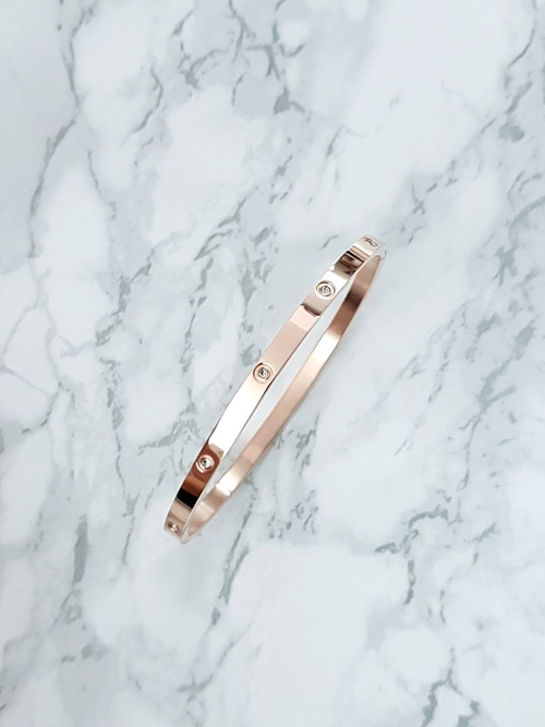 Dámský Náramek z nerezové oceli se Zirkony 4mm Růžové Zlato Valerii