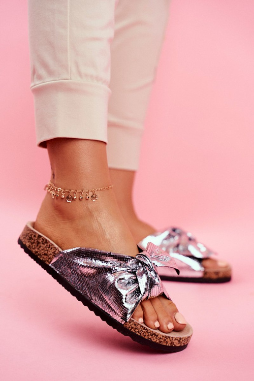 Dámske žabky s veľkým strieborným lukom krásny čas