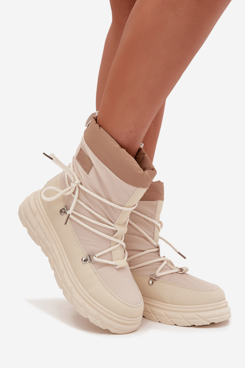 Ženské snehule na zips Lee Cooper LCJ 25 44 3931 béžové Ženské snehule