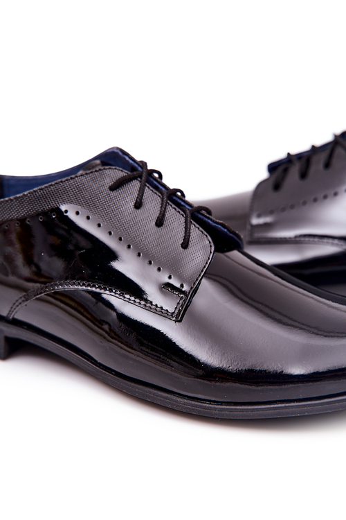 Elegantní Lakované kožené boty Bednarek 724 Černé