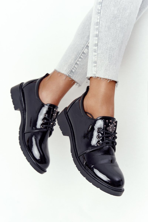 Dámske lakované topánky Oxford S. Barski 309 čierna