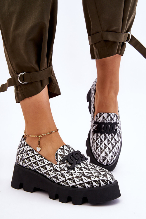 Mokasíny na masivní platformě Laura Messi 2601 černá a bílá