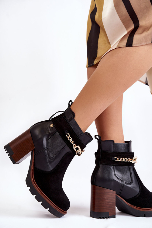 Dámské kožené kozačky Maciejka 05781-01 Černé