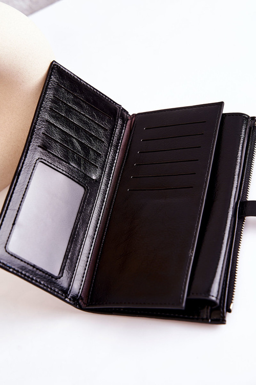 Čierna peňaženka z koženého magnetu nerda