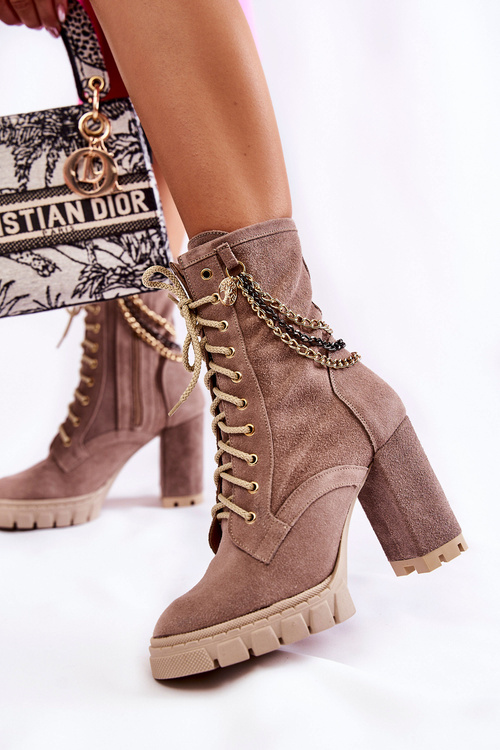 Topánky Lewski 3244/G Béžové čipky -upové topánky