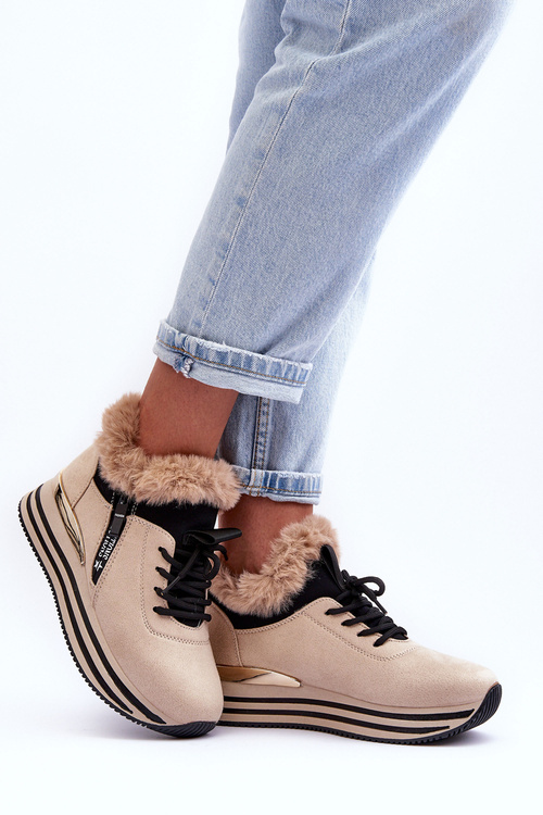 Sportovní Boty S Futerkem Na Platformě  Bežové Jamarie