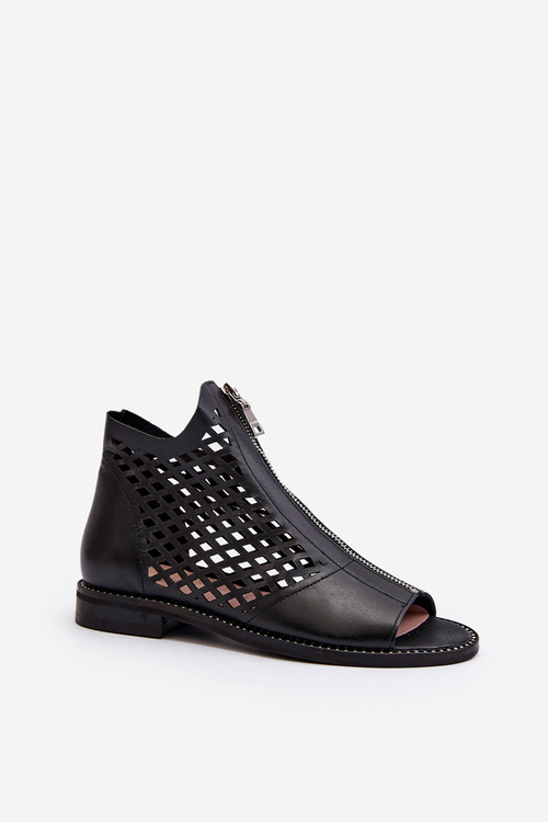 Zazoo 977/L Kožené vyšívané sandály na zip