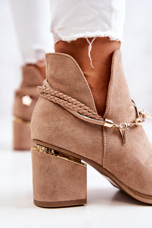 Kovbojské kovbojské topánky s pásom Dark Beige Inesa