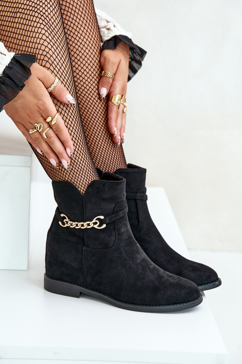 Dámské botky na skrytém klínu z eko semiše černé Ofcorna