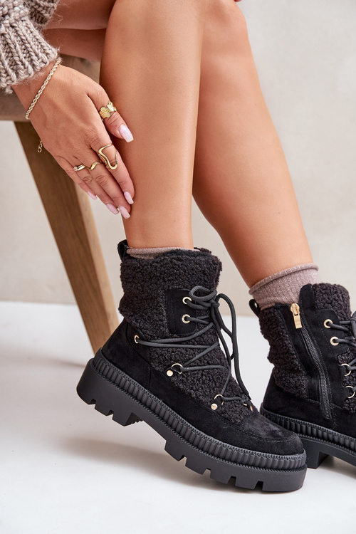 Boty S Kožešinou Typu Beránek Černé Merilana