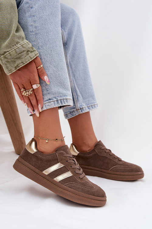 Dámské semišové tenisky na platformě Hnědé Sylviona