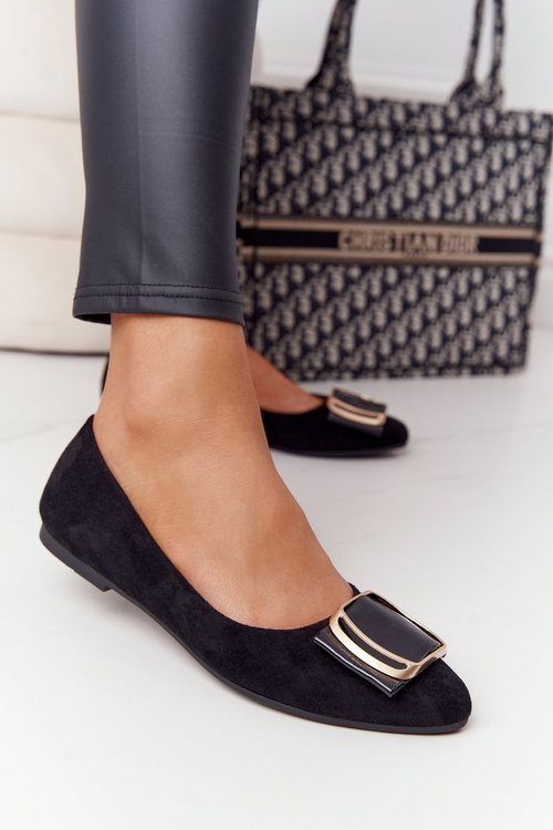 Semišové baleríny s Buckle Sergio Leone BL623 čierna