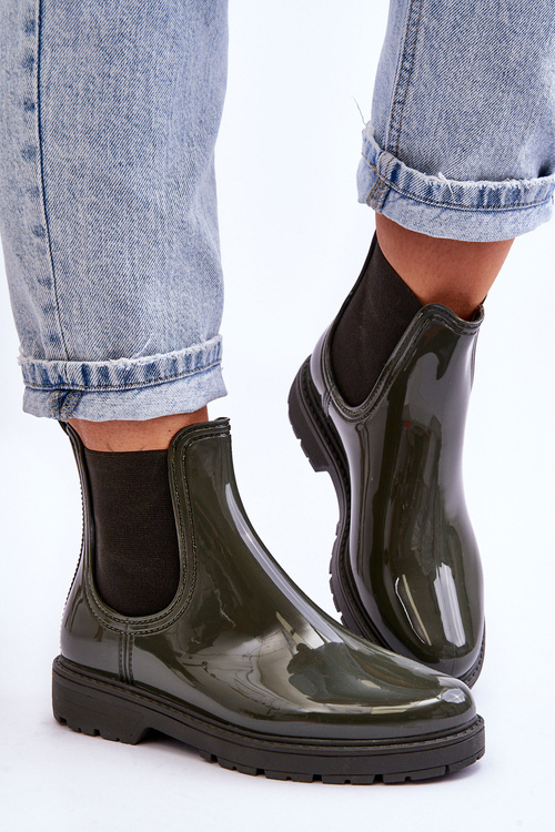 Dámské Slip On Galoše Chelsea Boots tmavě zelené Larone