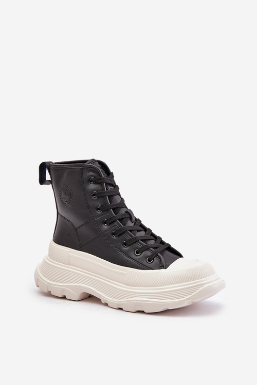 Kožené Zateplené Tenisky Na Masívnej Platforme Big Star OO274A599 Čierne