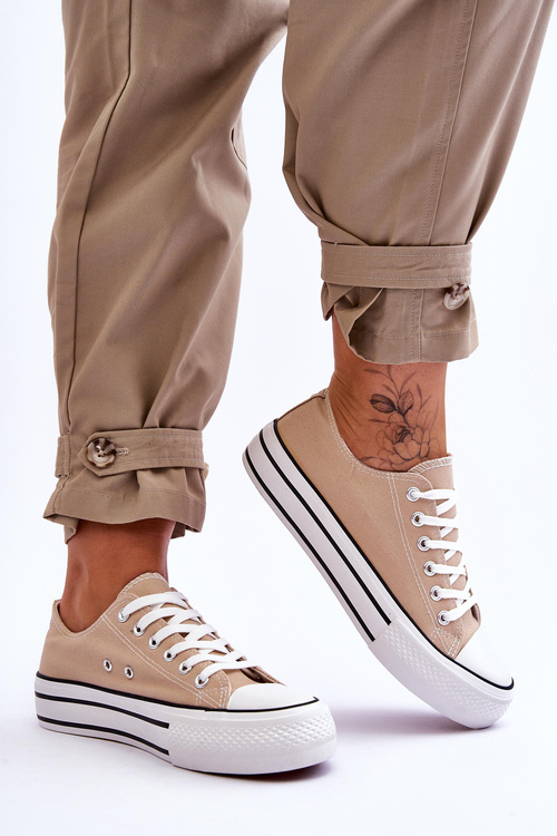 Ženské tenisky na masívnej platforme béžová embry