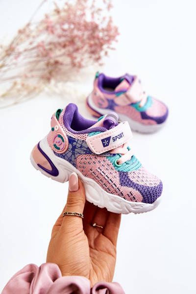 Detské športové topánky s ružovo-fialovými suchý zips Lillo
