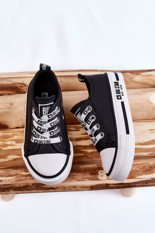 Veľká hviezda KK374043 Čierne a biele kožené tenisky