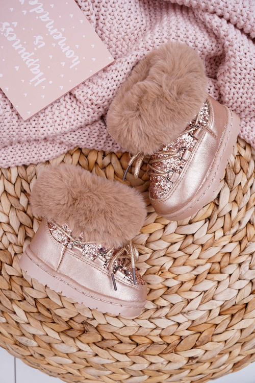 Detské izolované topánky Snehové topánky so zlatou kožušinou Nicola