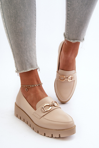 Dámske mokasíny na platforme s ozdobou svetlo béžové Kaldina