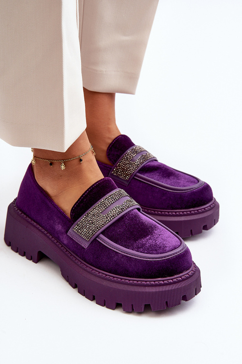 Dámske Sametové Mokasíny s Ozdobou Fialové Wendreda