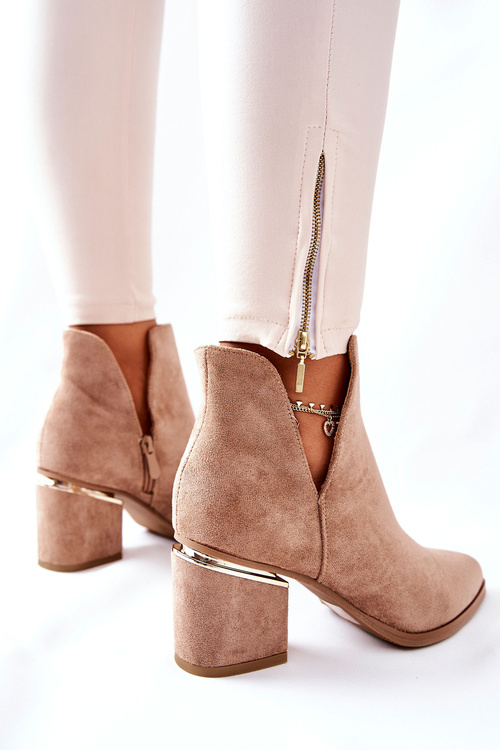 Dámské Semišové Boty S Výřezy Khaki Noel