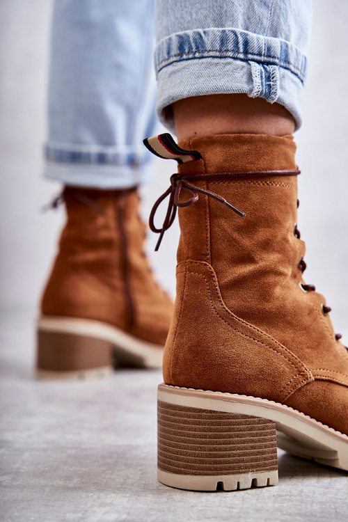 Dámské zateplené kozačky na vysokém podpatku Velbloud Julieta