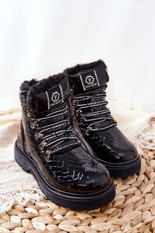 Black Doreen topánky izolované detské kožušiny