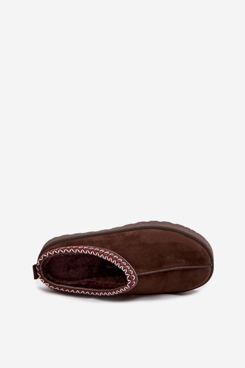 Nízke dámske snehule s výšivkou na platforme čokoládové Narirya