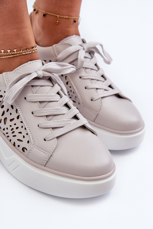 Dámské šedé kožené tenisky na platformě Peilaeno