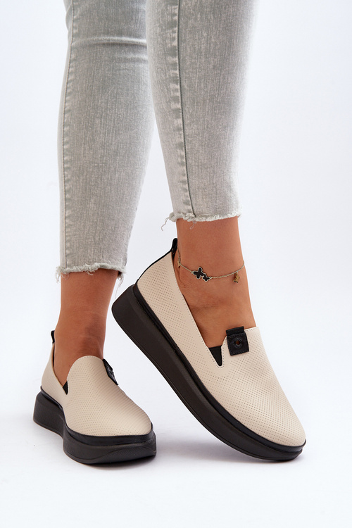 Dámske Kožené Espadrily Na Platforme Beige Tigera