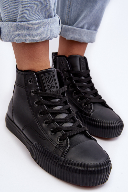 Dámské zateplené tenisky na zip černé Big Star MM274020