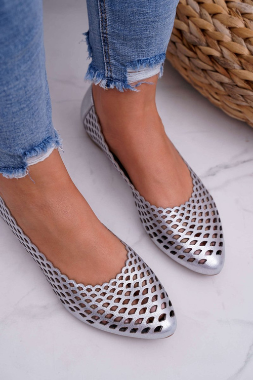 Balerínky stříbrné semišové Exquisite 1107/1