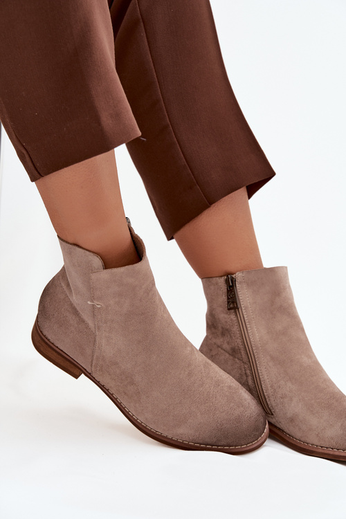 Dámské kotníkové boty na nízkém podpatku Vinceza 39961 béžové