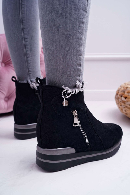 Ženské topánky skryté klinové čierne bláznivosť