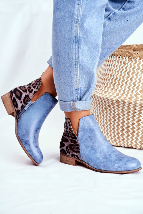 Dámské Kotníkové Boty na nízkém Podpatku Jarní Modré Viva