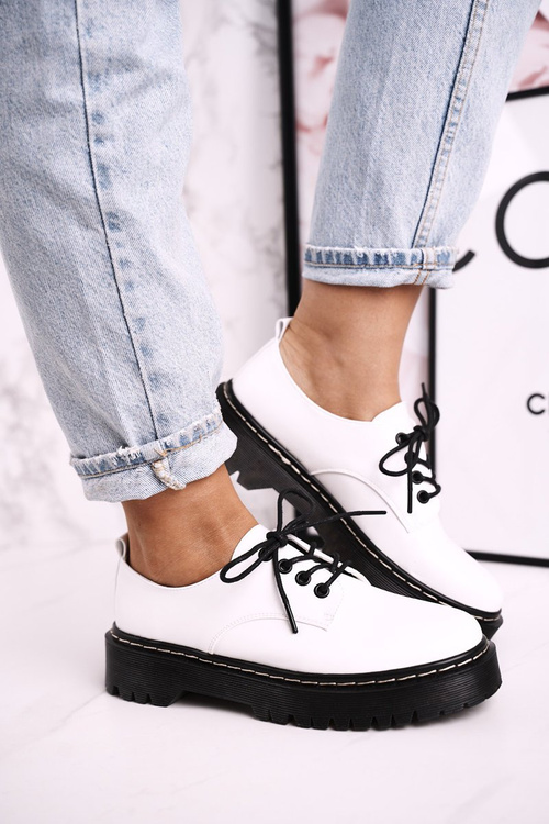 Dámské Klasické Panofle Oxfordky Na Platformě S.Barski HX62 Bile