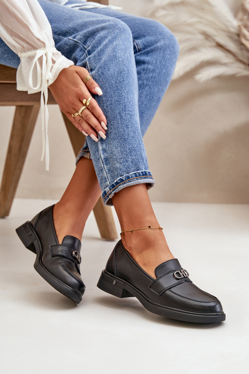 Dámské Mokasíny Z Přírodní Kůže Černé Vinceza 58409