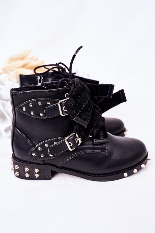 Izolované topánky pre deti s cvočkami Lu Boo Black