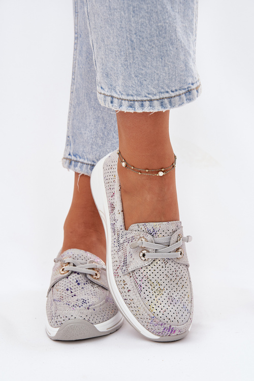 Semišové Polobotky Z Přírodní Kůže Na Platformě Artiker 56C2104 Šedé