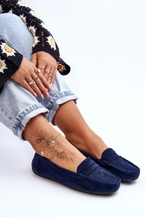 Dámske semišové lenvie námorné mokasy