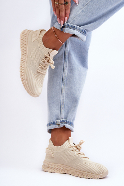 Dámské Sportovní Materiálové Boty Na Suchý Zip Bežové Zauna