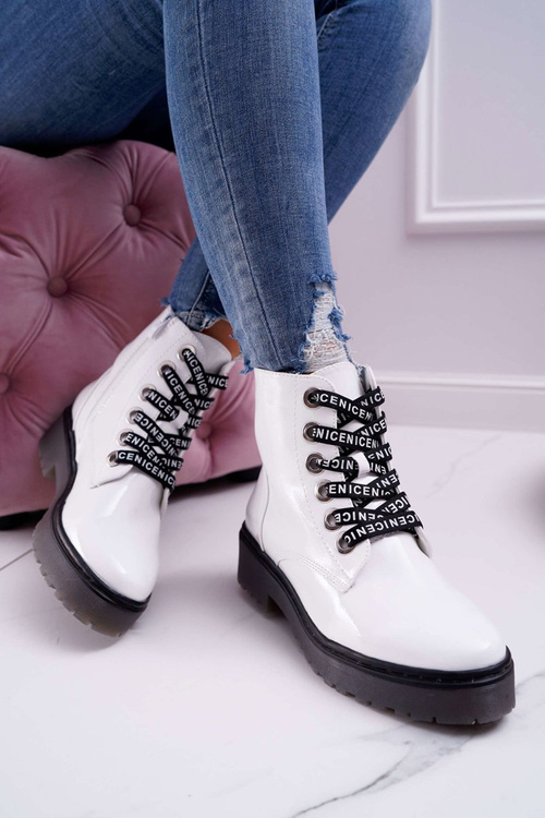 Dámské Kotníkové Boty Lakované bílé Sergio Leone TR726