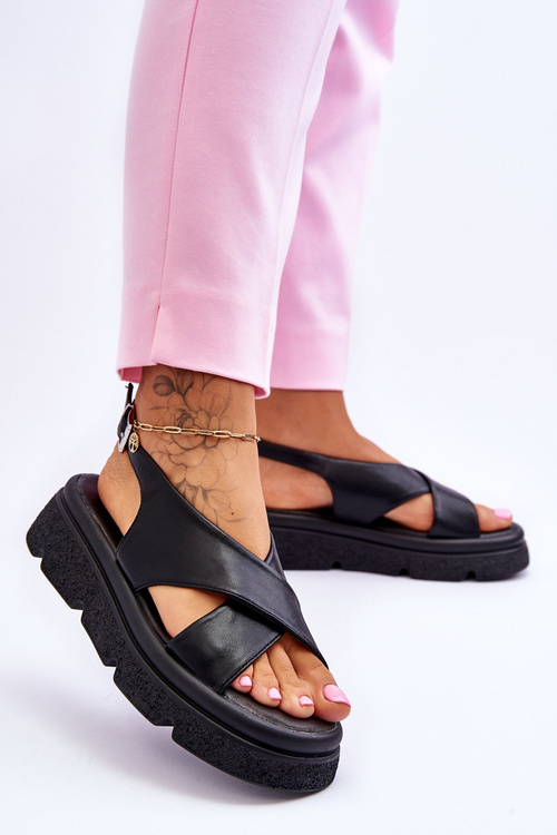 Módní sandály na platformě Černá Chester