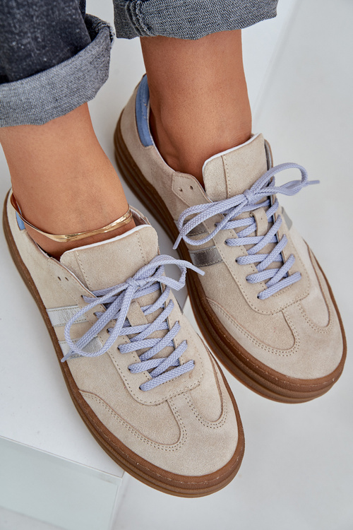 Zazoo N1068S4 Dámské semišové sneakersy na platformě béžové