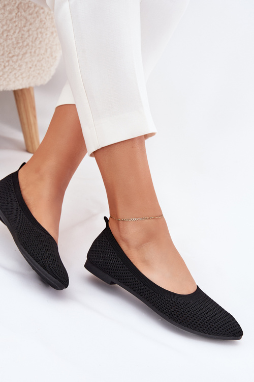 Sieťované Textilné Baleríny Dámske Čierne Sarina